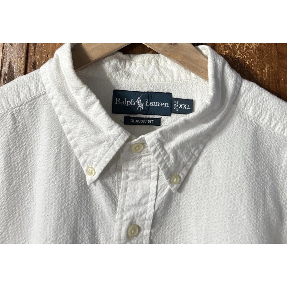 Mens Ralph Lauren Short Sleeve Button Front Classic Fit Shirt Seersucker 2XL